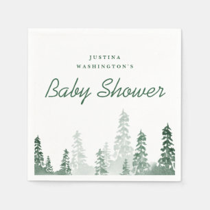 Rustic watercolor pines baby shower paper napkin