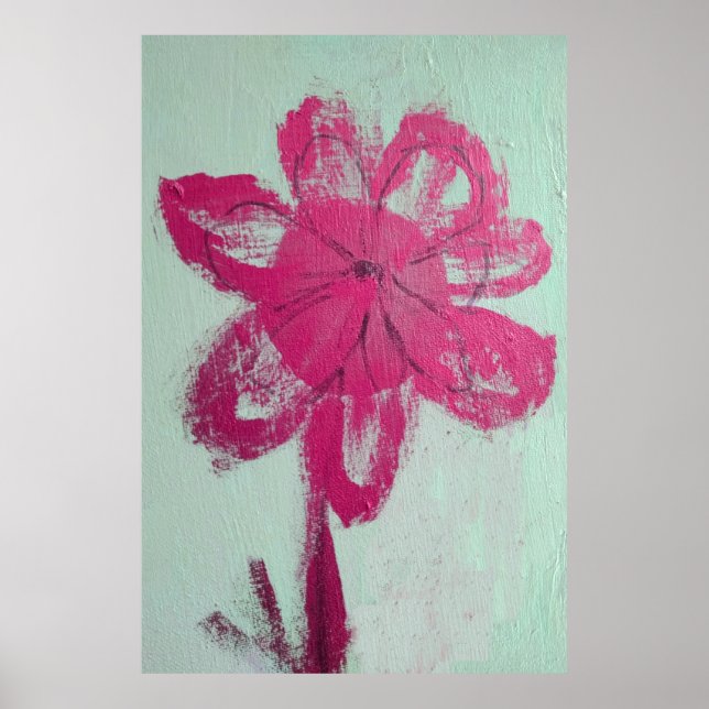 Rustic Watercolor Pink Daisy Poster (Front)