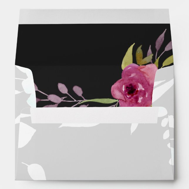 Rustic Watercolor Pink Floral Wedding Envelope (Back (Bottom))