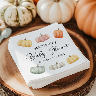 Rustic Watercolor Pumpkin Baby Shower Napkin