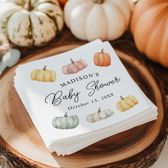 Rustic Watercolor Pumpkin Baby Shower Napkin (Creator Uploaded)