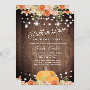 Rustic Watercolor Pumpkin Floral Fall Baby Shower Invitation