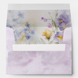 Rustic Watercolor Purple & Yellow Flowers Envelope