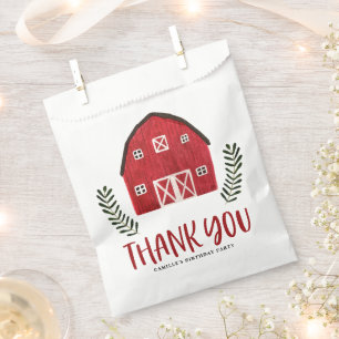 Rustic Watercolor Red Barn Farmhouse Birthday Favour Bags