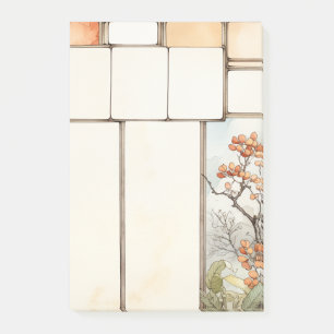 Rustic Watercolor red flowers Writing spot frames Post-it Notes
