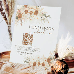 Rustic Watercolor Rose & Calla Lily Honeymoon Fund Pedestal Sign