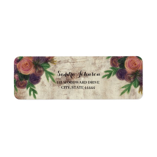 Rustic Watercolor Rose & Mason Jar Wedding Label (Front)