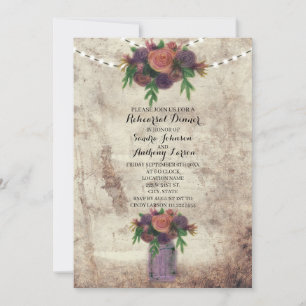 Rustic Watercolor Rose Wedding Rehearsal Invite
