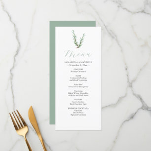 Rustic Watercolor Rosemary Wedding Decor Menus