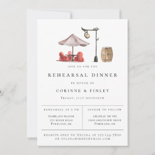 Rustic Watercolor Scene Rehearsal Dinner Announcement