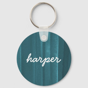 Rustic Watercolor Script Name PersonalizedKeychain Key Ring