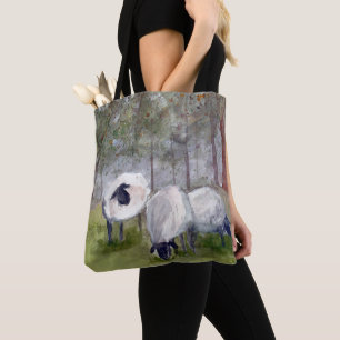 Rustic Watercolor Sheep Tote Bag