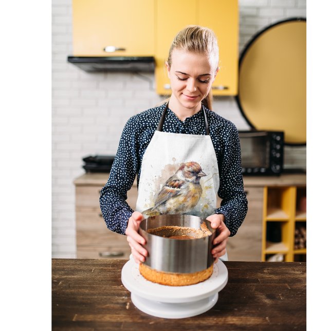 Rustic Watercolor Sparrow, custom Apron (Creator Uploaded)