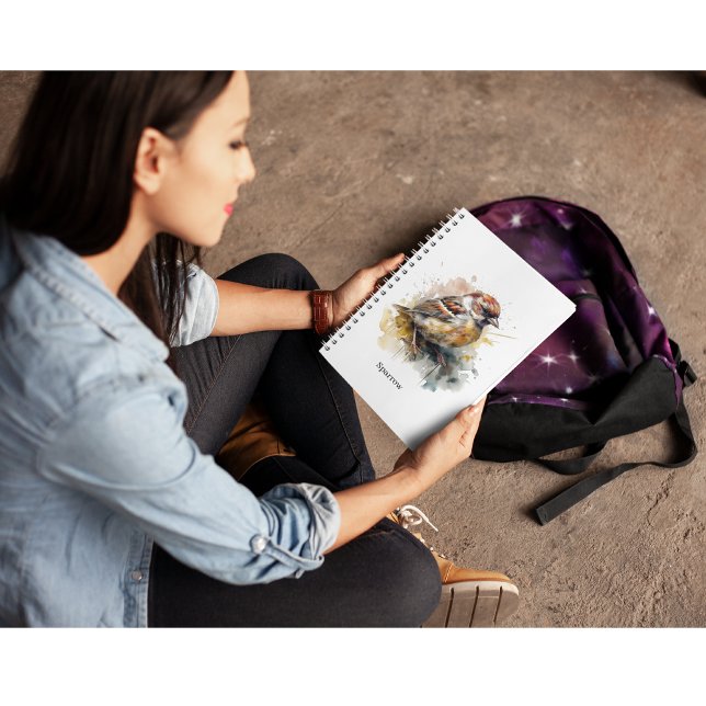 Rustic Watercolor Sparrow, custom Notebook (Creator Uploaded)