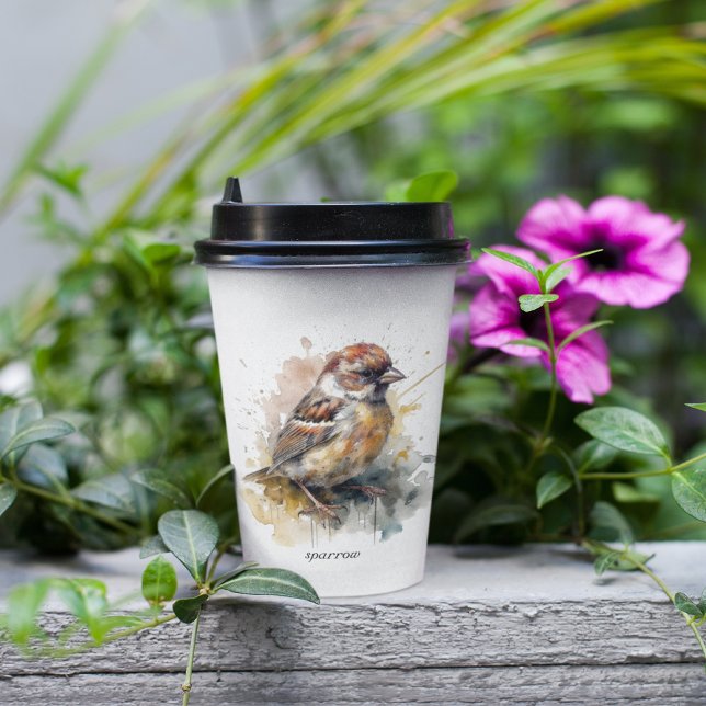  Rustic Watercolor Sparrow, custom  Paper Cups (Creator Uploaded)