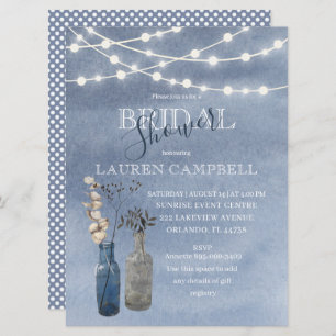 Rustic Watercolor String Lights Bridal Shower Invitation