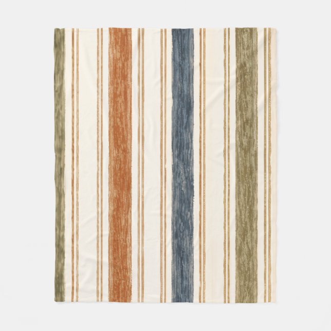 Rustic Watercolor Striped Throw Blanket | Boho  (Front)