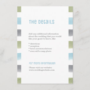 Rustic watercolor stripes beach wedding detail enclosure card