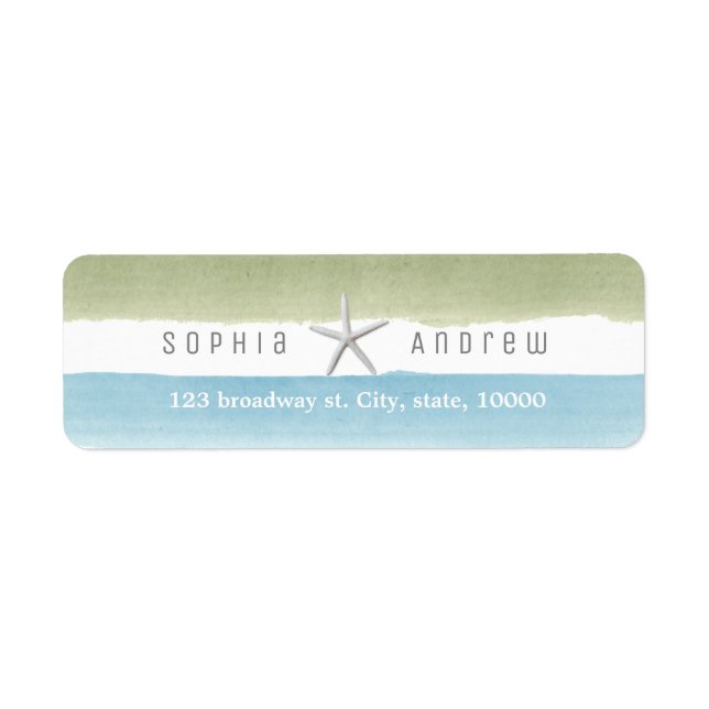 Rustic watercolor stripes nautical beach wedding (Front)