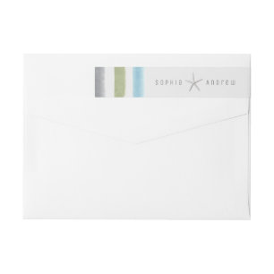 Rustic watercolor stripes nautical beach wedding wrap around label