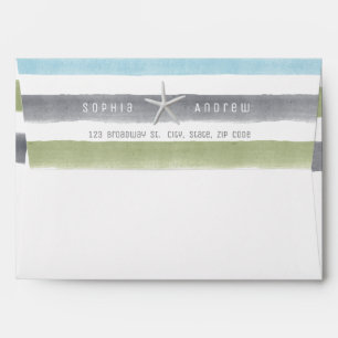Rustic watercolor stripes with return address envelope