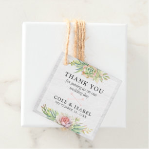 Rustic Watercolor Succulent Boho Wedding Thank You Favour Tags