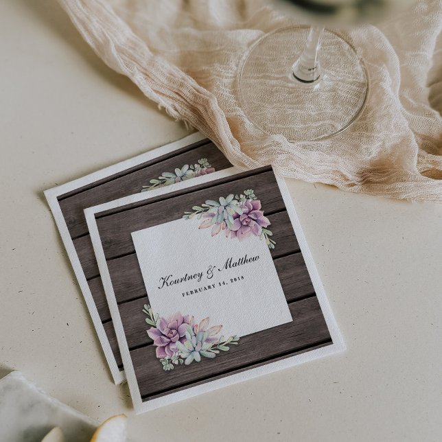 Rustic Watercolor Succulent Floral Napkin (Creator Uploaded)