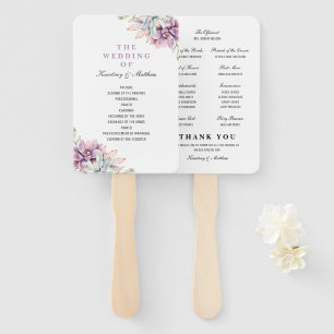 Rustic Watercolor Succulent Floral Wedding Program Hand Fan