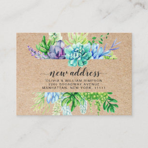 Rustic Watercolor Succulent Moving Announcement