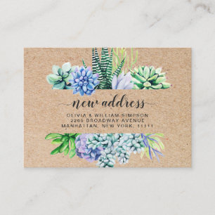 Rustic Watercolor Succulent Moving Announcement