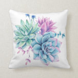Rustic Watercolor Succulent Throw Pillow<br><div class="desc">Beautiful watercolor succulents accent this home decor pillow.</div>
