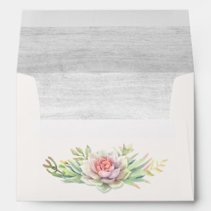 Rustic Watercolor Succulent Wedding Invitation Envelope