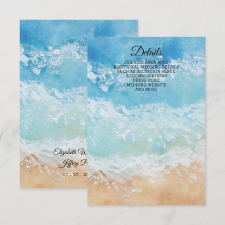 Rustic Watercolor Summer Sea Beach Wedding Enclosure Card