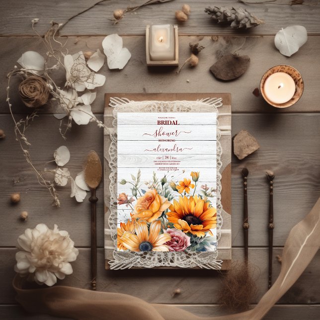 Rustic Watercolor Sunflower Bridal Invitation (Creator Uploaded)