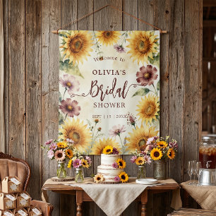 Rustic Watercolor Sunflower Fall Bridal Shower Tapestry
