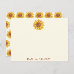 Rustic Watercolor Sunflower Pattern Personalised Card