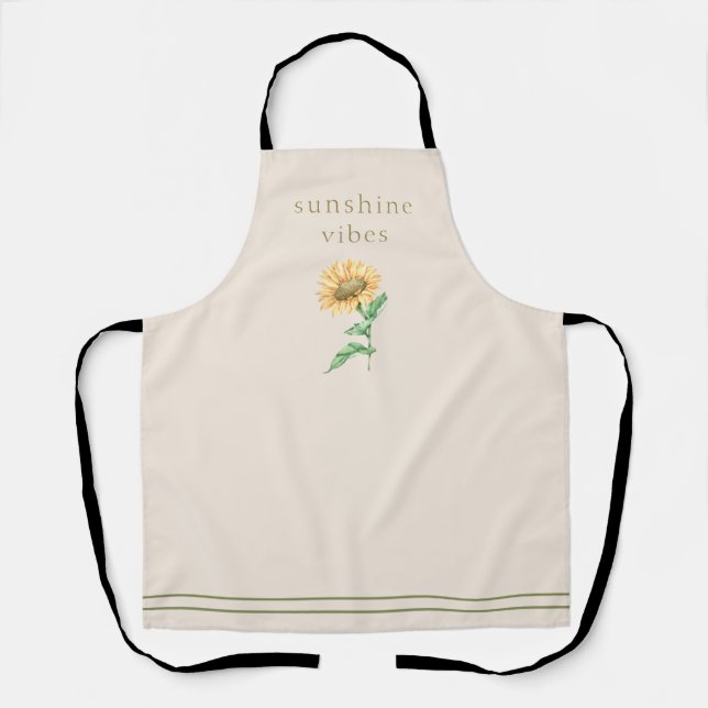 Rustic Watercolor Sunflower Typography Apron (Front)