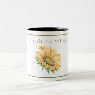 Rustic Watercolor Sunflower Typography Two-Tone Coffee Mug