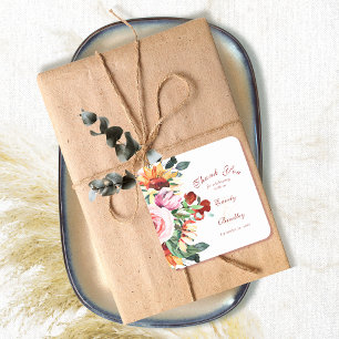 Rustic Watercolor Sunflower Wedding Thank You   Square Sticker