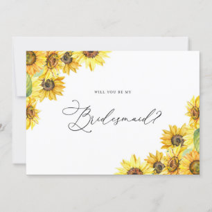 Rustic Watercolor Sunflowers Be My Bridesmaid