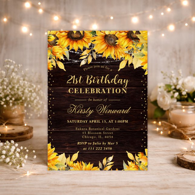 Rustic Watercolor Sunflowers Birthday Invitation (Creator Uploaded)