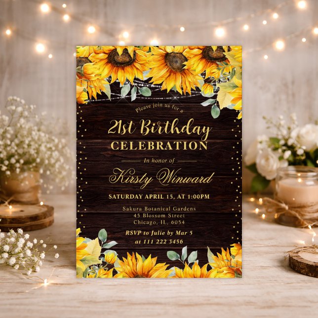 Rustic Watercolor Sunflowers Birthday Invitation (Creator Uploaded)