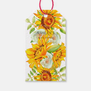 Rustic Watercolor Sunflowers Bridal Shower Gift Ta Tags