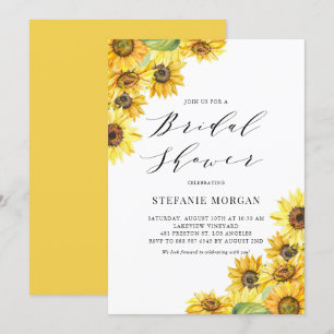 Rustic Watercolor Sunflowers Bridal Shower Invitation