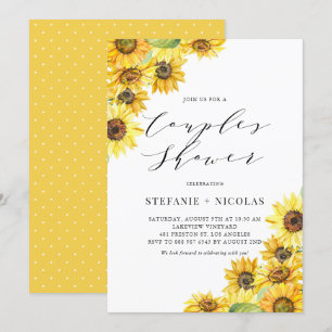 Rustic Watercolor Sunflowers Couples Shower Invitation