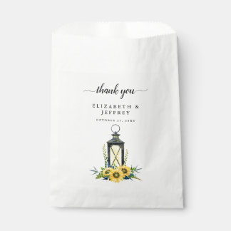 Rustic Watercolor Sunflowers Lantern Favour Bags