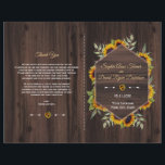 Rustic Watercolor Sunflowers Old Barn Program<br><div class="desc">Rustic,  Romantic card design featuring watercolour sunflowers bouquets,  a modern shape with semitransparent frame for text,  arrows with hearts and sunflowers as divider,  all on an old barn background. Use Customise tool to add your info. Matching items can be found in my Rustic Sunflowers Old Barn Collection.</div>