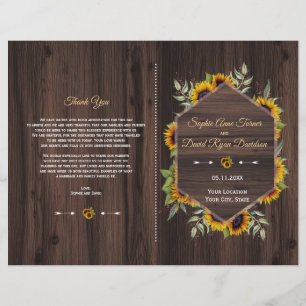 Rustic Watercolor Sunflowers Old Barn Program