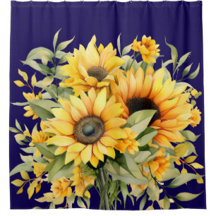 Rustic Watercolor Sunflowers Shower Curtain