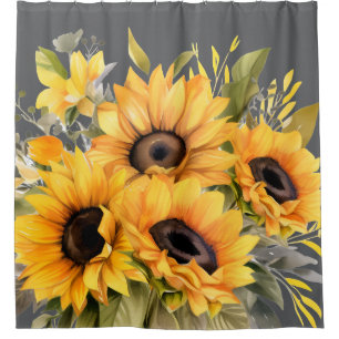 Rustic Watercolor Sunflowers Shower Curtain